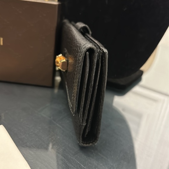 Gucci Brown Leather with Bamboo Turn Lock BiFold Wallet - Picture 12 of 13